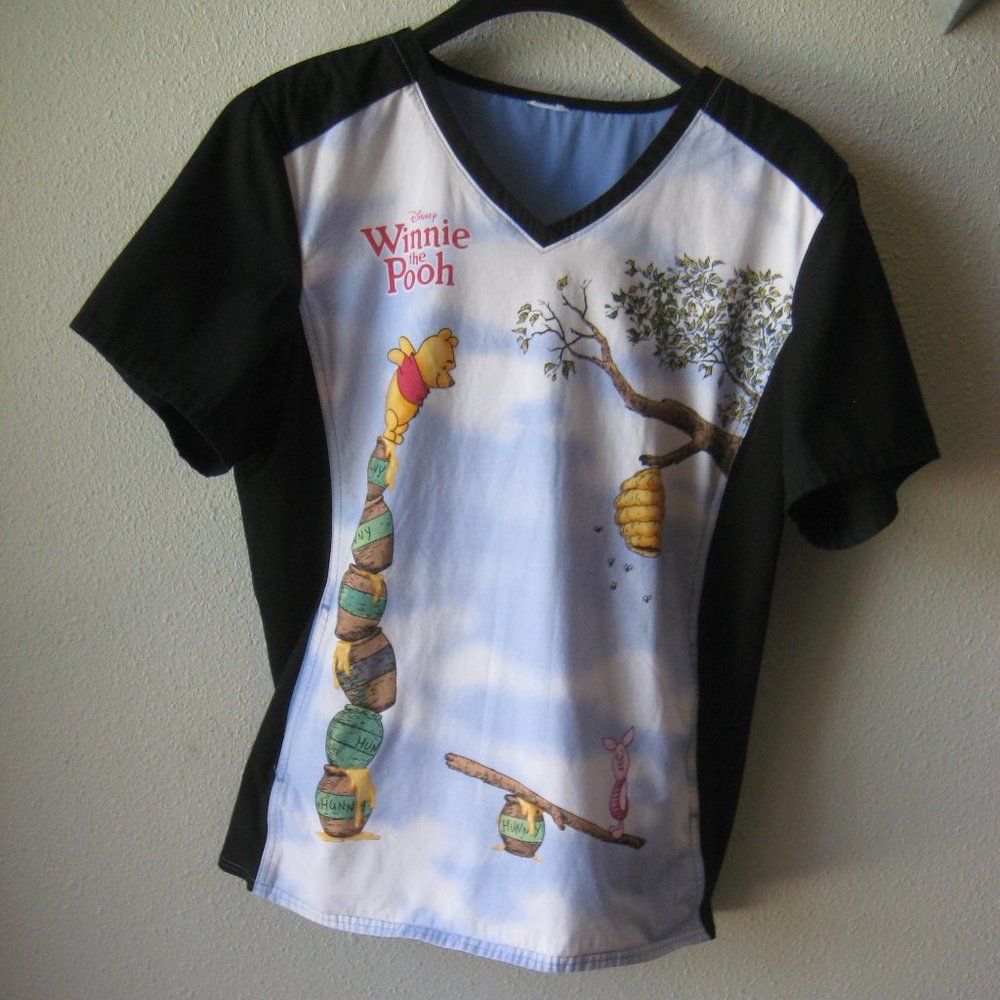 TooniForms Medical Scrub Top by Disney Cherokee Winnie the Pooh and Piglet